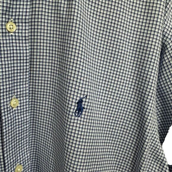 Ralph Lauren Yarmouth  Cotton Blue Plaid Preppy Long Sleeve Shirt, 15 1/2' - Picture 4 of 8